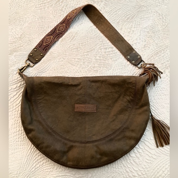 Sundance Brown Leather Saddle Bag Handbag - Picture 14 of 15